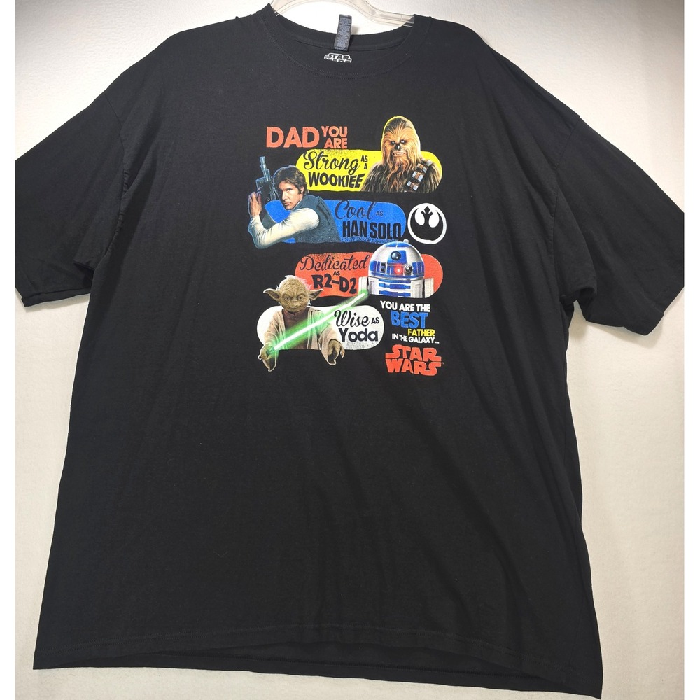 Star Wars Mens Best Father in the Galaxy Graphic T-Shirt Black 4XL Fathers Day